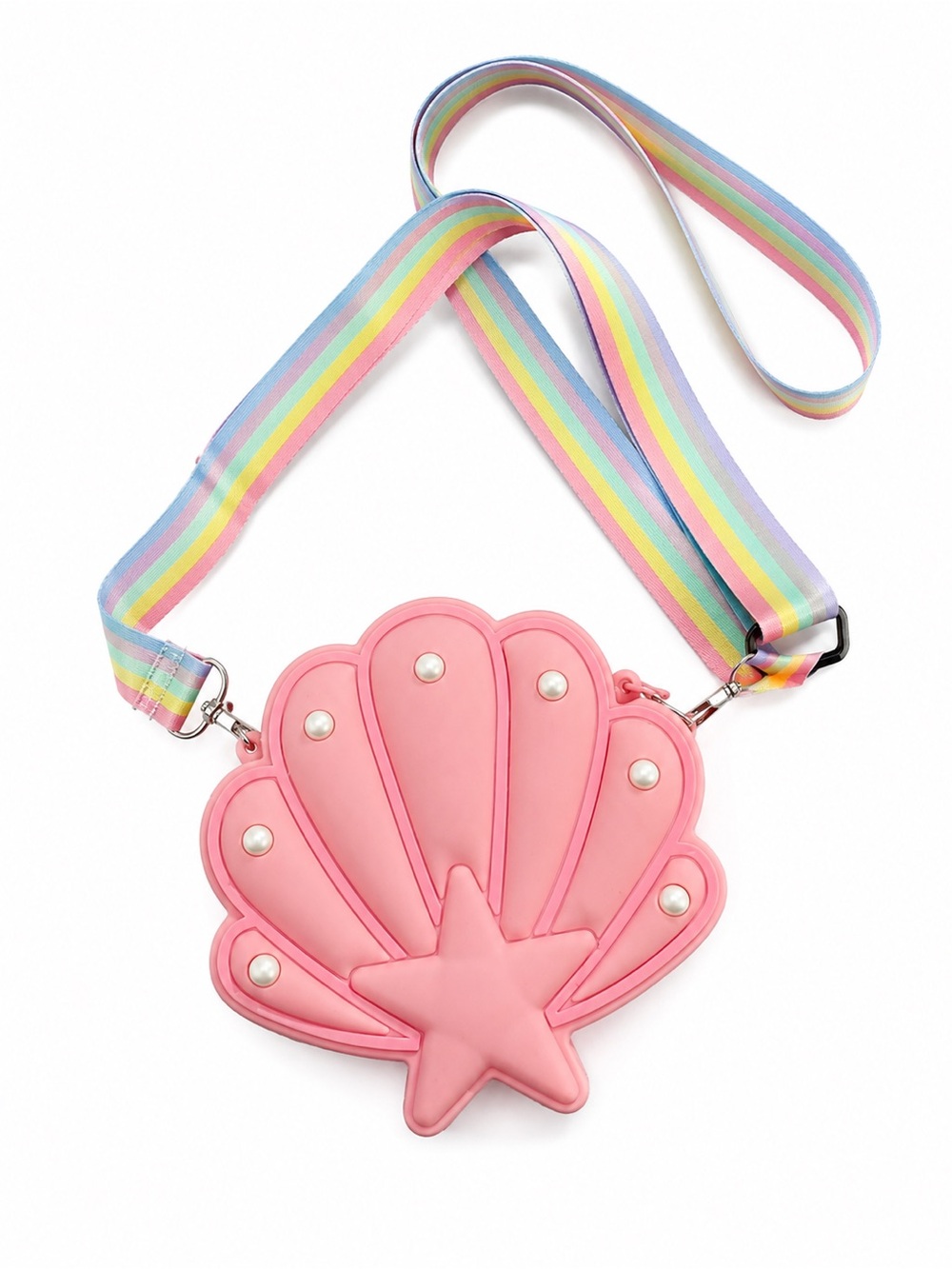 Kids Pink Mermaid Shell Crossbody Purse | Silicone Bag